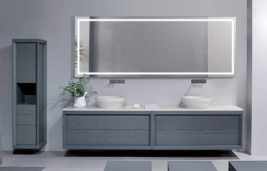 Krugg | Large 96 Inch X 36 Inch LED Bathroom Mirror | Lighted Vanity Mirror Includes Defogger | Wall Mount Vertical or Horizontal Installation |