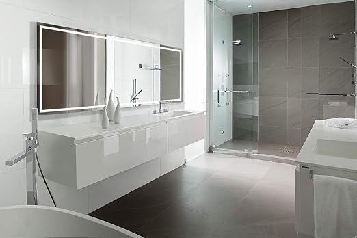 Krugg | Large 96 Inch X 36 Inch LED Bathroom Mirror | Lighted Vanity Mirror Includes Defogger | Wall Mount Vertical or Horizontal Installation |