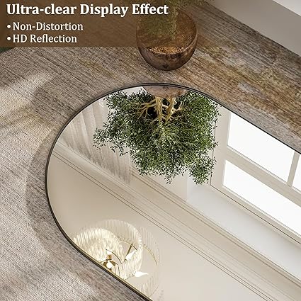 HARRITPURE 76"x34" Arched Full Length Mirror Free Standing Hanging Mounted Mirror Aluminum Frame Modern Simple Home Decor for Living Room Bedroom Cloakroom, Black